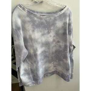 Splendid Women L Waffle Sweatshirt Tie Dye Lavender 60's Hippie Boho